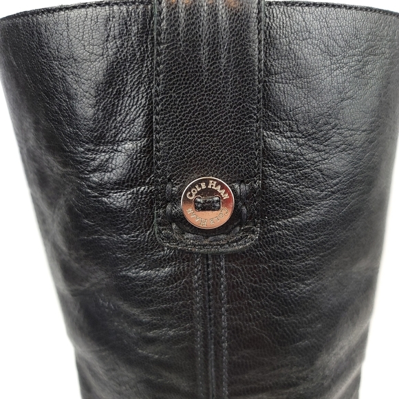 Cole Haan Lenox Leather Steel Toe Square Pull-On Tall Riding Boots US9-9.5 Black - Picture 7 of 12
